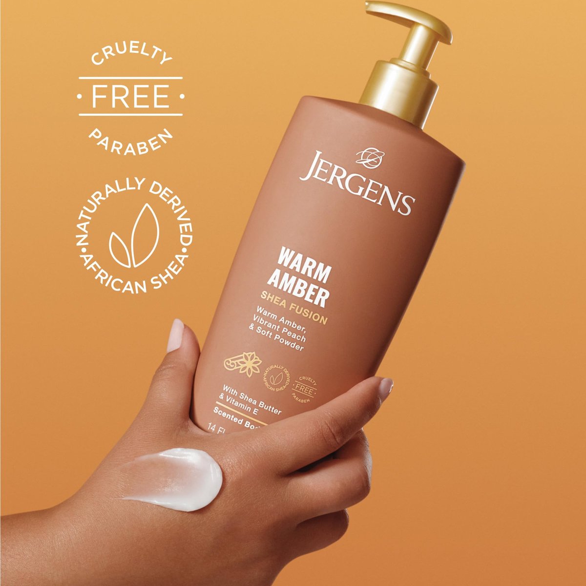 Jergens Shea Fusion Warm Amber Scented Lotion - Moisturizing Body Lotion with Shea Butter and Vitamin E, 14 fl oz - görsel 9