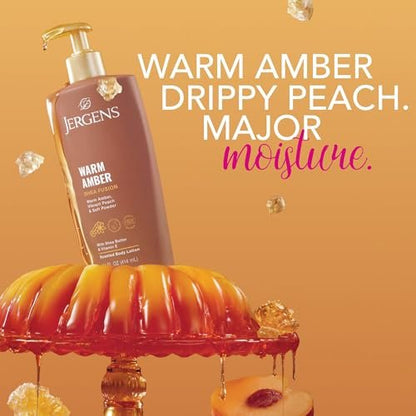 Jergens Shea Fusion Warm Amber Scented Lotion - Moisturizing Body Lotion with Shea Butter and Vitamin E, 14 fl oz