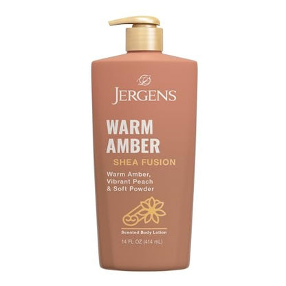 Jergens Shea Fusion Warm Amber Scented Lotion - Moisturizing Body Lotion with Shea Butter and Vitamin E, 14 fl oz