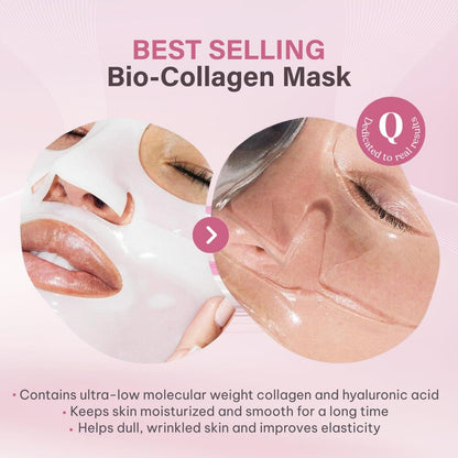 Quasi Bio-Collagen Face Mask Overnight – Hydrating Korean Sheet Mask with Niacinamide & Low Molecular Collagen – Firming & Smoothing Skincare for All Skin Types – 4 Masks Avelisse