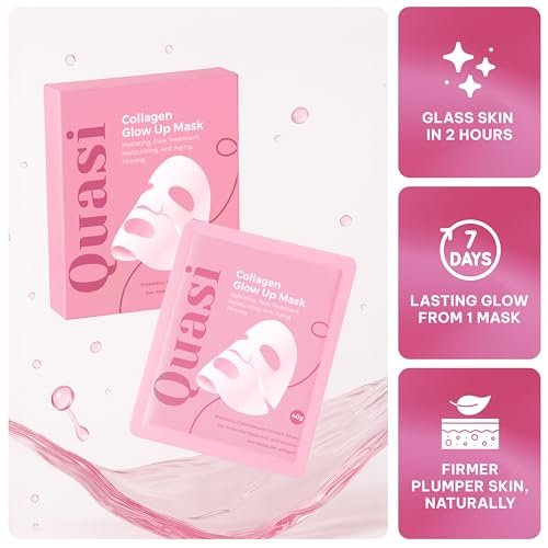 Quasi Bio-Collagen Face Mask Overnight – Hydrating Korean Sheet Mask with Niacinamide & Low Molecular Collagen – Firming & Smoothing Skincare for All Skin Types – 4 Masks Avelisse