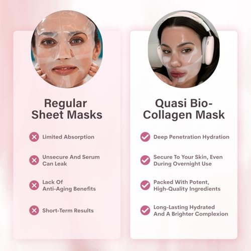 Quasi Bio-Collagen Face Mask Overnight – Hydrating Korean Sheet Mask with Niacinamide & Low Molecular Collagen – Firming & Smoothing Skincare for All Skin Types – 4 Masks Avelisse