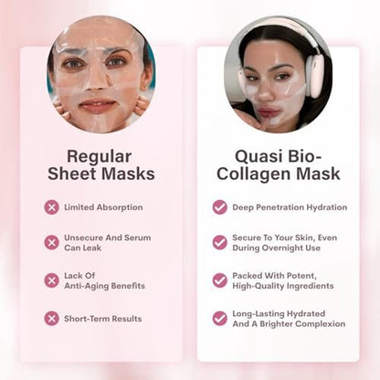 Quasi Bio-Collagen Face Mask Overnight – Hydrating Korean Sheet Mask with Niacinamide & Low Molecular Collagen – Firming & Smoothing Skincare for All Skin Types – 4 Masks Avelisse