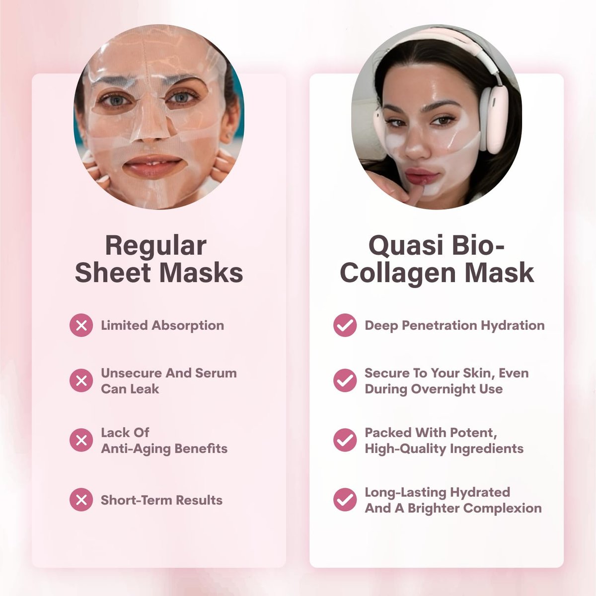 Quasi Bio-Collagen Face Mask Overnight – Hydrating Korean Sheet Mask with Niacinamide & Low Molecular Collagen – Firming & Smoothing Skincare for All Skin Types – 4 Masks Avelisse