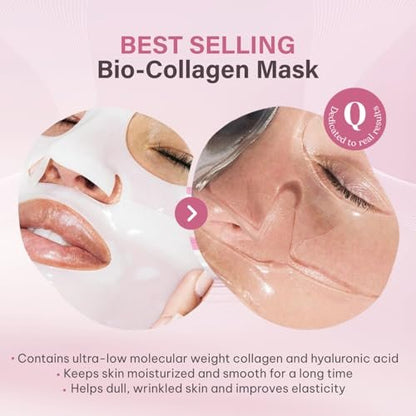 Quasi Bio-Collagen Face Mask Overnight – Hydrating Korean Sheet Mask with Niacinamide & Low Molecular Collagen – Firming & Smoothing Skincare for All Skin Types – 4 Masks Avelisse