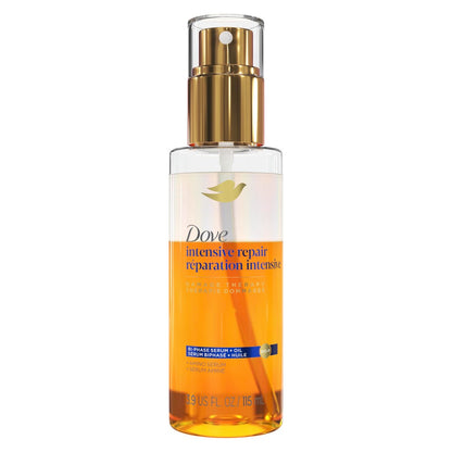 Dove Damage Therapy Intensive Repair Bi-Phase Serum + Oil Hair Spray – 3.9 oz for Shine, Frizz Control & Split Ends
