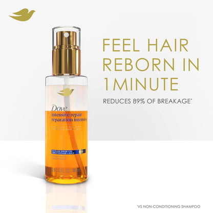 Dove Damage Therapy Intensive Repair Bi-Phase Serum + Oil Hair Spray – 3.9 oz for Shine, Frizz Control & Split Ends
