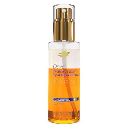 Dove Damage Therapy Intensive Repair Bi-Phase Serum + Oil Hair Spray – 3.9 oz for Shine, Frizz Control & Split Ends