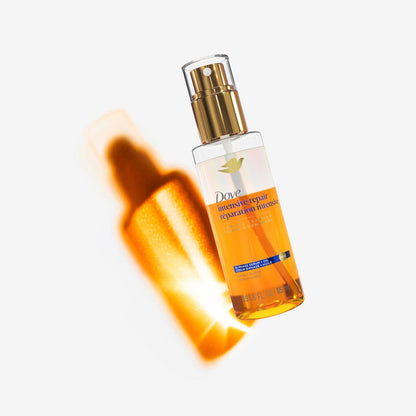 Dove Damage Therapy Intensive Repair Bi-Phase Serum + Oil Hair Spray – 3.9 oz for Shine, Frizz Control & Split Ends