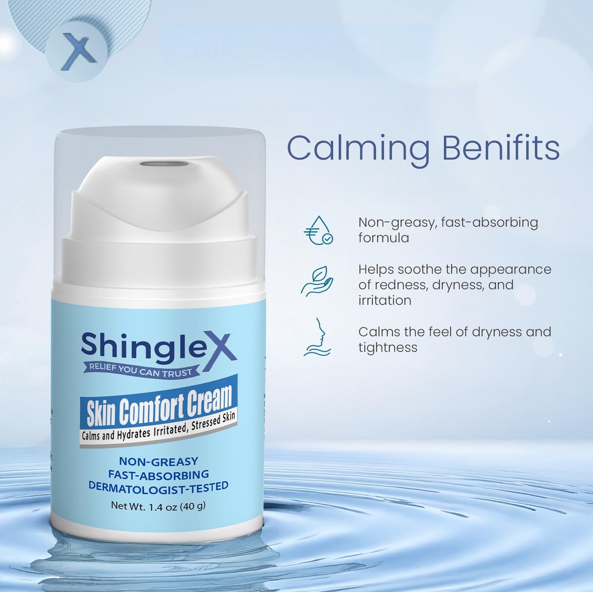 ShingleX Moisturizing Skin Cream – Soothes Dry & Sensitive Skin, Dermatologist Tested, Fragrance Free, Fast-Absorbing, 1.4 OZ Avelisse