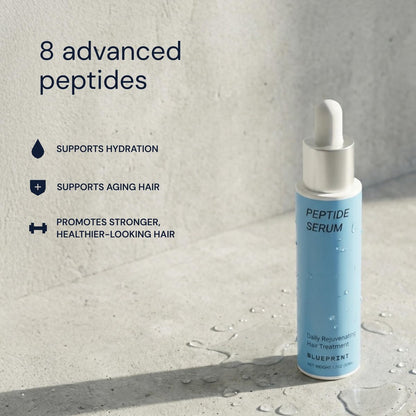 Blueprint Bryan Johnson Hair Peptide Serum – 8 Peptide Scalp Treatment with Caffeine & Curcumin – Fragrance Free Scalp Serum for Thicker, Fuller Hair – Lightweight Leave-In Formula (50 mL) Avelisse