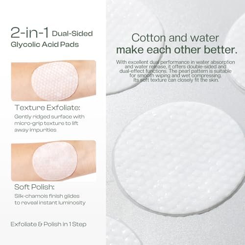 Glycolic Acid Pads 20%: Dual Sided Exfoliating Face Peels with Salicylic Acid & Niacinamide Reduce Surface Skin Fine Lines and Wrinkles Daily Facial Cleansing for All Skin Types 60 Count - görsel 6