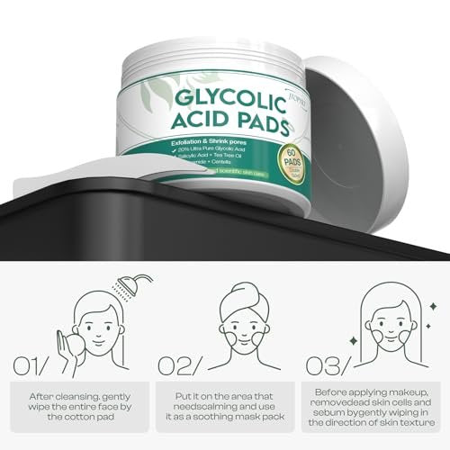 Glycolic Acid Pads 20%: Dual Sided Exfoliating Face Peels with Salicylic Acid & Niacinamide Reduce Surface Skin Fine Lines and Wrinkles Daily Facial Cleansing for All Skin Types 60 Count - görsel 8