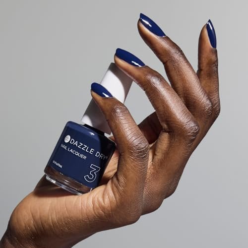 Dazzle Dry Nail Lacquer (Step 3) - Midnight Sky - Rich Deep Inky Blue, Full Coverage Cream, 0.5 fl oz Avelisse