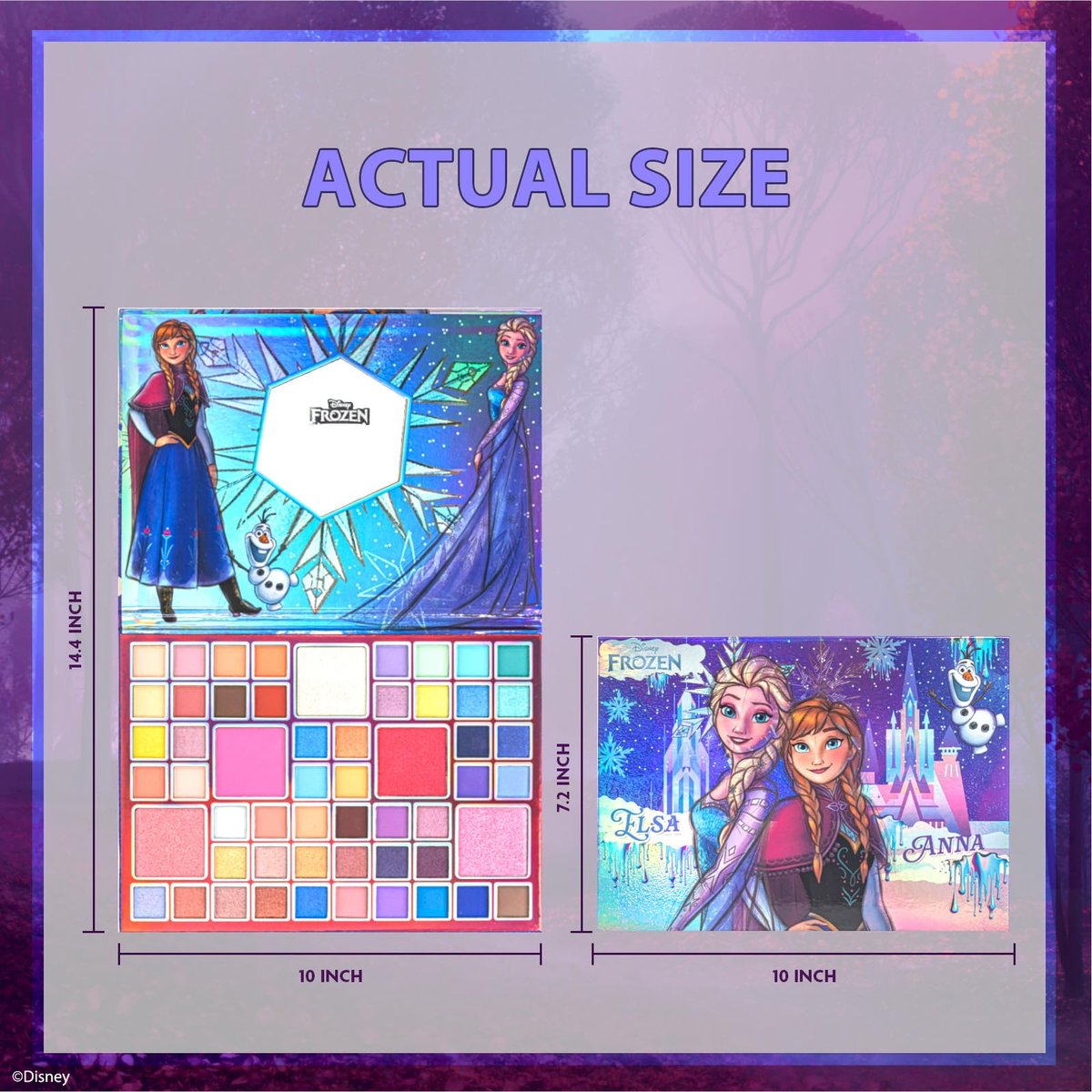 Disney Frozen Elsa and Anna 55 Well Eye Shadow Palette with Mirror – Shimmery & Matte Colors for Girls and Teens by Townley Girl Avelisse
