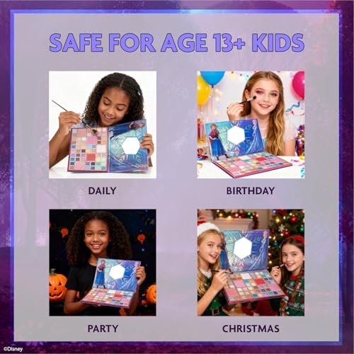 Disney Frozen Elsa and Anna 55 Well Eye Shadow Palette with Mirror – Shimmery & Matte Colors for Girls and Teens by Townley Girl Avelisse