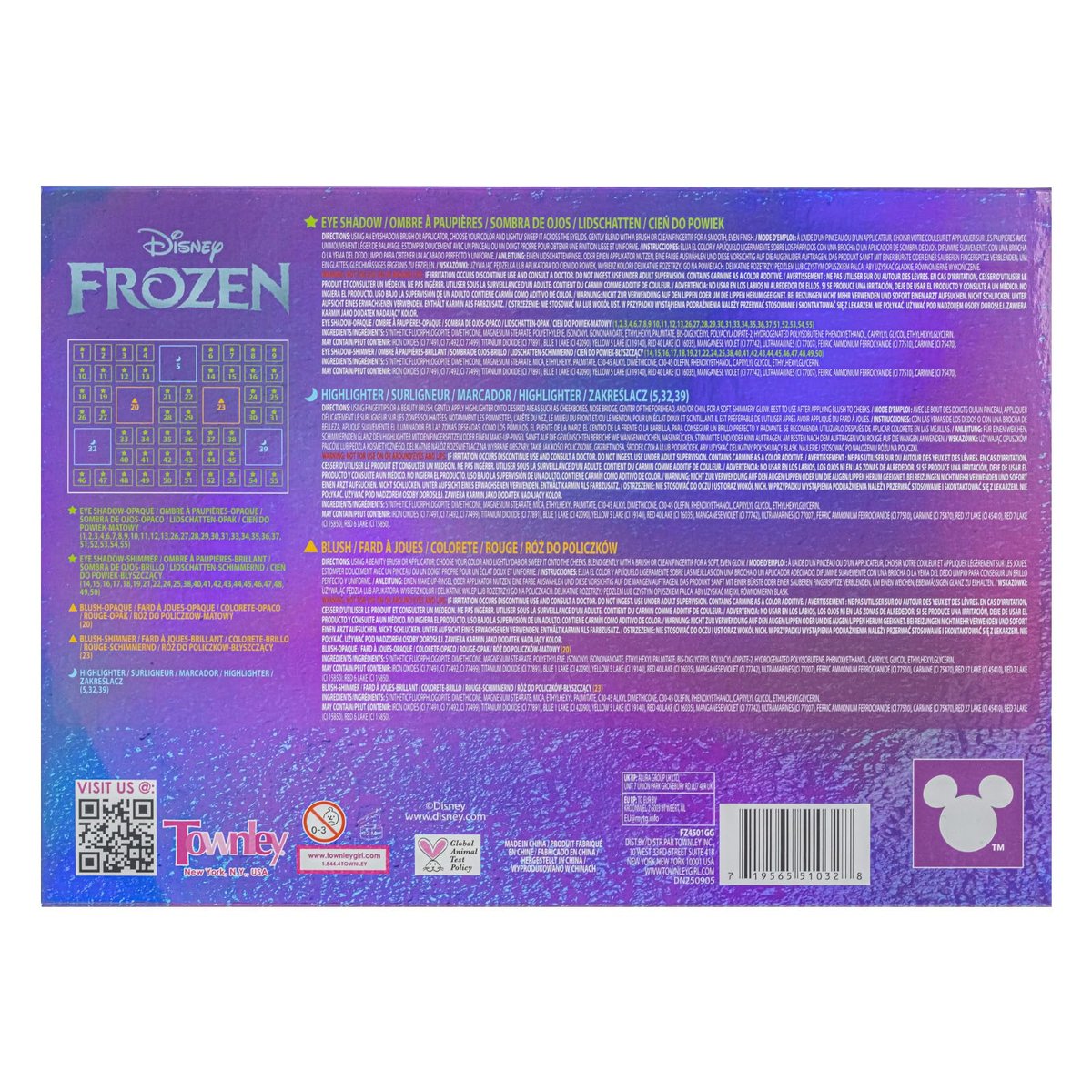 Disney Frozen Elsa and Anna 55 Well Eye Shadow Palette with Mirror – Shimmery & Matte Colors for Girls and Teens by Townley Girl Avelisse