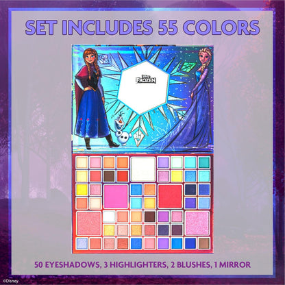 Disney Frozen Elsa and Anna 55 Well Eye Shadow Palette with Mirror – Shimmery & Matte Colors for Girls and Teens by Townley Girl Avelisse