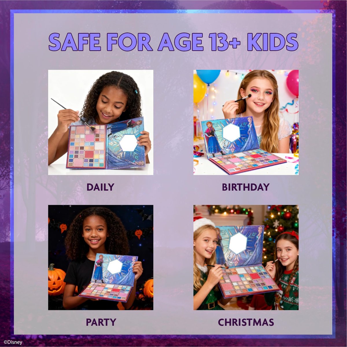 Disney Frozen Elsa and Anna 55 Well Eye Shadow Palette with Mirror – Shimmery & Matte Colors for Girls and Teens by Townley Girl Avelisse