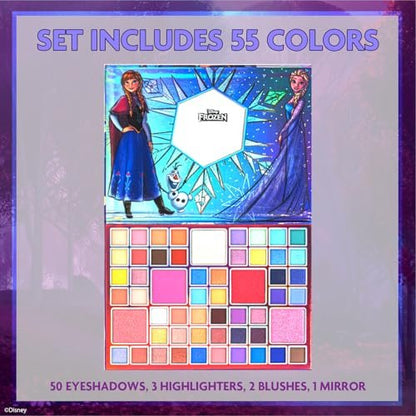 Disney Frozen Elsa and Anna 55 Well Eye Shadow Palette with Mirror – Shimmery & Matte Colors for Girls and Teens by Townley Girl Avelisse
