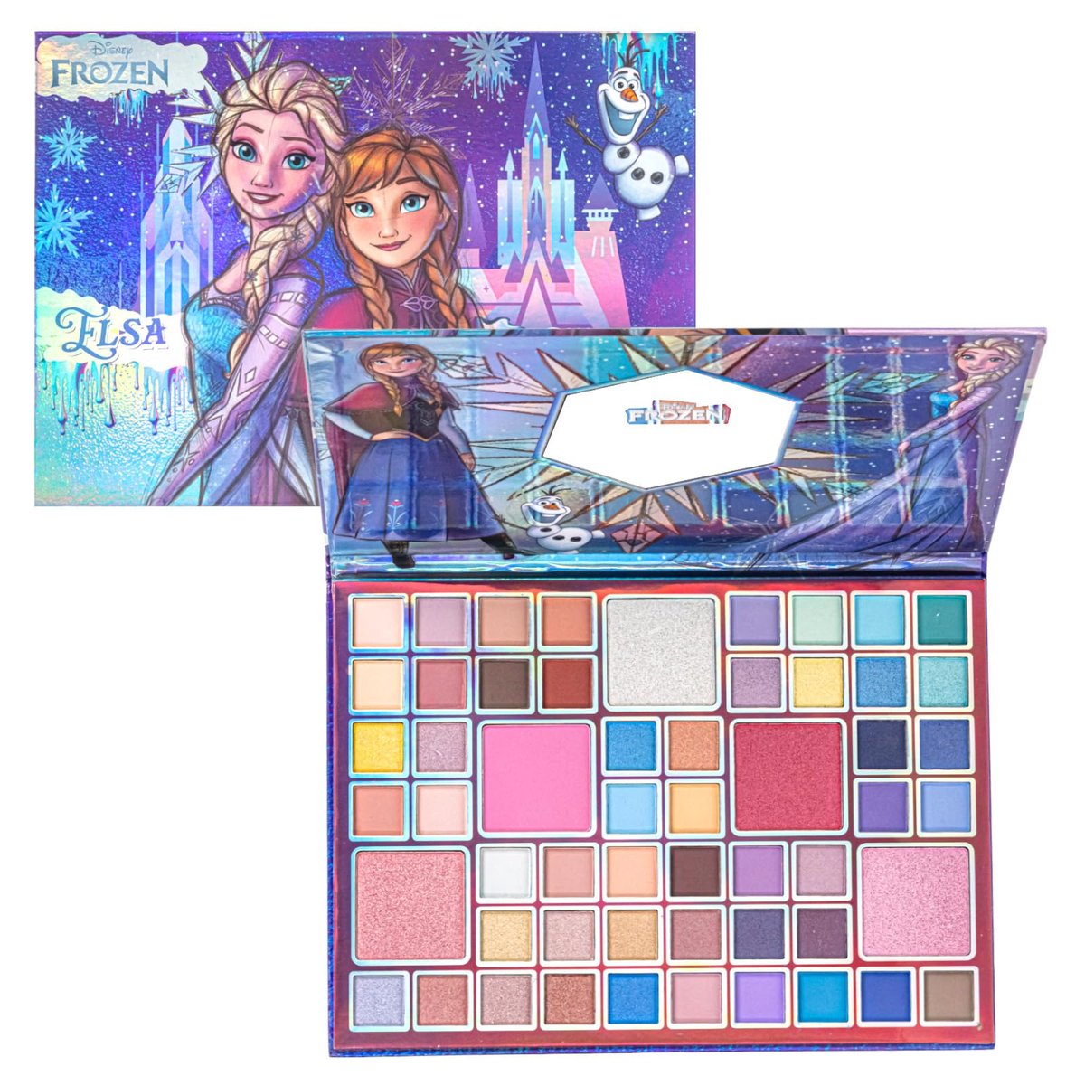 Disney Frozen Elsa and Anna 55 Well Eye Shadow Palette with Mirror – Shimmery & Matte Colors for Girls and Teens by Townley Girl Avelisse