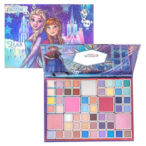 Disney Frozen Elsa and Anna 55 Well Eye Shadow Palette with Mirror – Shimmery & Matte Colors for Girls and Teens by Townley Girl Avelisse