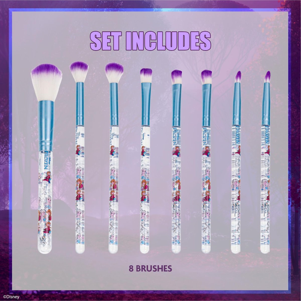 Disney Frozen 8-Piece Makeup Brushes Set for Girls - Eyeshadow, Blush, Highlighter Brushes by Townley Girl - görsel 3