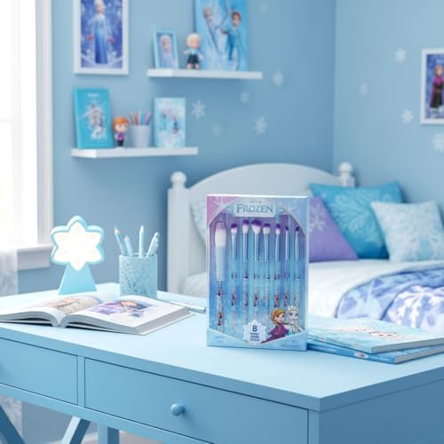 Disney Frozen 8-Piece Makeup Brushes Set for Girls - Eyeshadow, Blush, Highlighter Brushes by Townley Girl - görsel 8