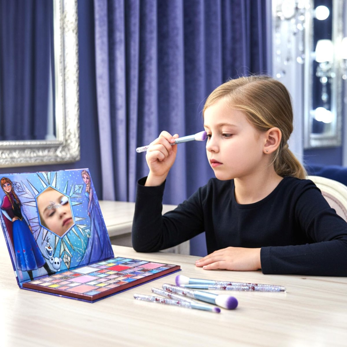 Disney Frozen 8-Piece Makeup Brushes Set for Girls - Eyeshadow, Blush, Highlighter Brushes by Townley Girl - görsel 11