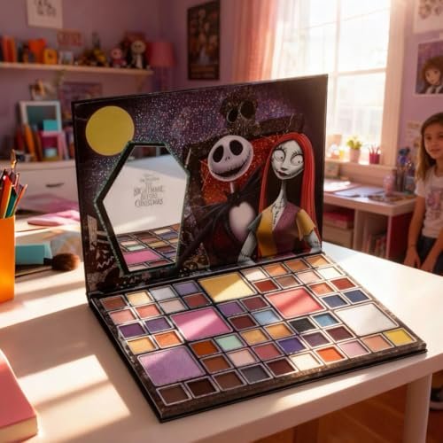Nightmare Before Christmas 55 Well Eye Shadow Palette with Mirror - Shimmery & Matte Colors for Girls & Teens by Townley Girl Avelisse