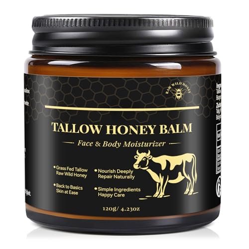 KINGMING Beef Tallow and Honey Balm for Skin - Deeply Moisturizing Facial Moisturizer Cream for Face and Body, Grass Fed Beef Tallow Balm, Suitable for All Skin Types (4.23 oz) - görsel 2