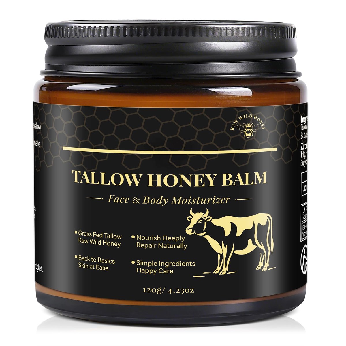 KINGMING Beef Tallow and Honey Balm for Skin - Deeply Moisturizing Facial Moisturizer Cream for Face and Body, Grass Fed Beef Tallow Balm, Suitable for All Skin Types (4.23 oz) - görsel 1