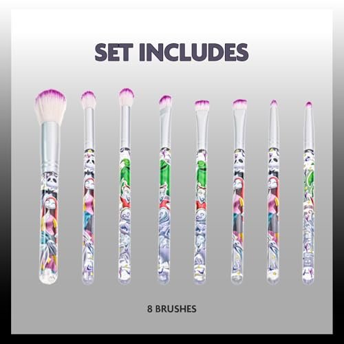 Nightmare Before Christmas 8-Piece Makeup Brushes Set - Townley Girl Eyeshadow, Highlighter & Blush Brush Kit - görsel 4
