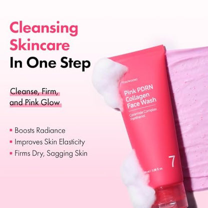 TOSOWOONG Pink PDRN Collagen Face Wash – Mochi Whip with Capsules for Gentle Blackhead & Pore Care, Hydrating & Rejuvenating Salmon DNA PDRN, 7 Collagens, Korean Skincare, 100ml Avelisse