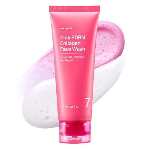 TOSOWOONG Pink PDRN Collagen Face Wash – Mochi Whip with Capsules for Gentle Blackhead & Pore Care, Hydrating & Rejuvenating Salmon DNA PDRN, 7 Collagens, Korean Skincare, 100ml Avelisse