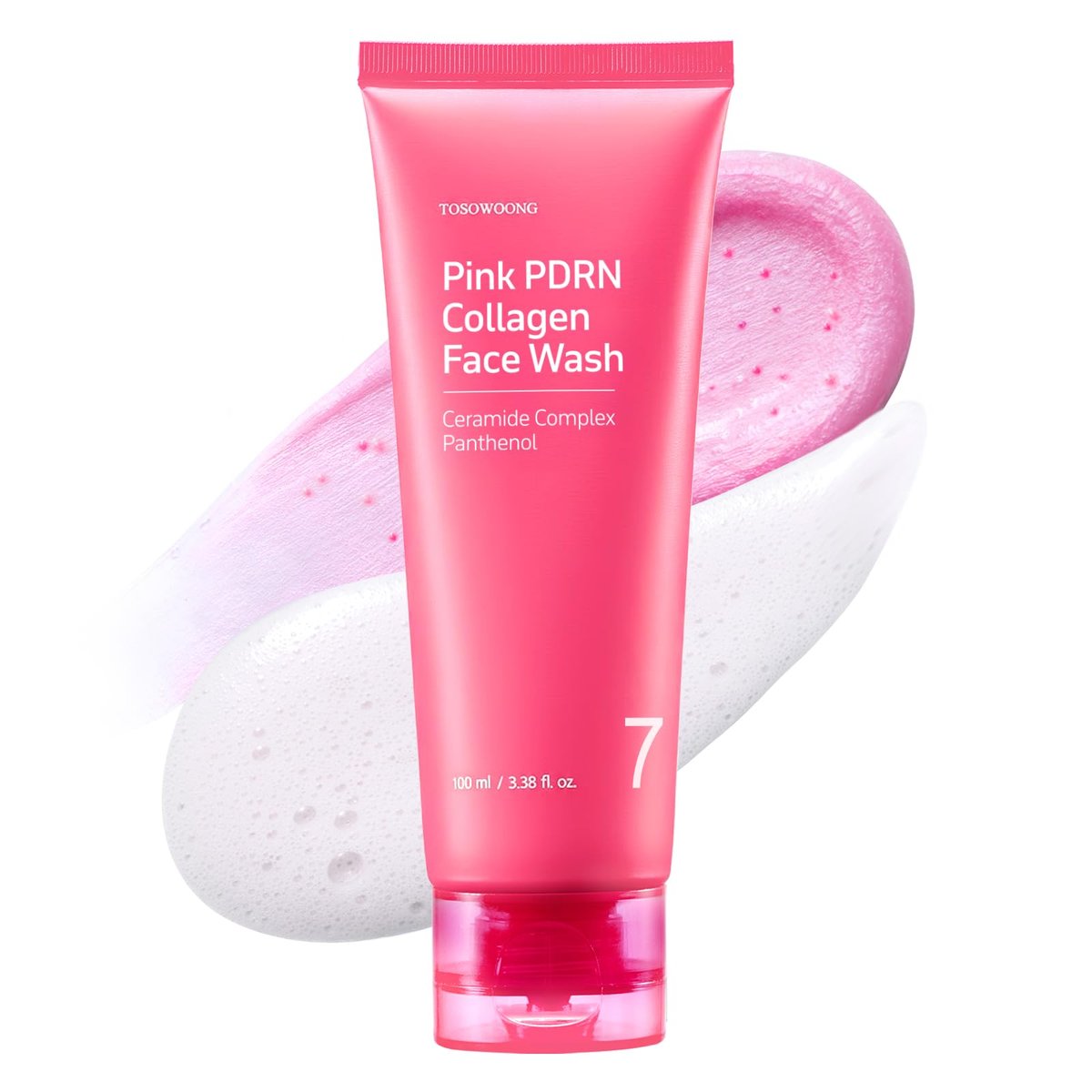 TOSOWOONG Pink PDRN Collagen Face Wash – Mochi Whip with Capsules for Gentle Blackhead & Pore Care, Hydrating & Rejuvenating Salmon DNA PDRN, 7 Collagens, Korean Skincare, 100ml Avelisse