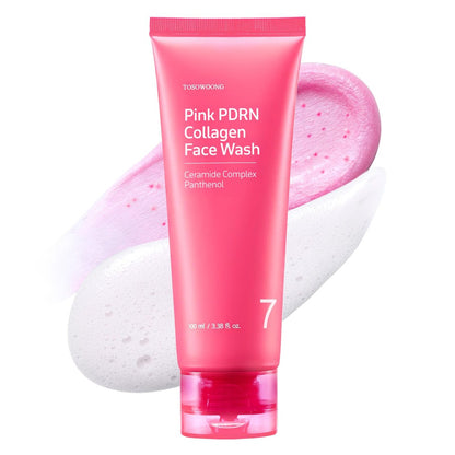 TOSOWOONG Pink PDRN Collagen Face Wash – Mochi Whip with Capsules for Gentle Blackhead & Pore Care, Hydrating & Rejuvenating Salmon DNA PDRN, 7 Collagens, Korean Skincare, 100ml Avelisse