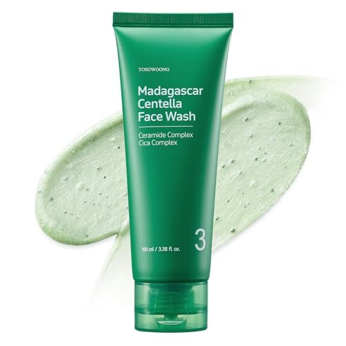 TOSOWOONG Madagascar Centella Face Wash – Mochi Whip with Capsules for Blackheads, Clogged Pores & Excess Sebum | 9 Cica Complex | Korean Skincare, 3.38 fl oz Avelisse