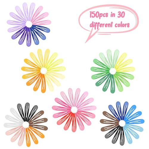 NEBURORA 150 Pcs Colorful Snap Hair Clips - 30 Colors Hair Barrettes for Girls with Storage Case - görsel 6