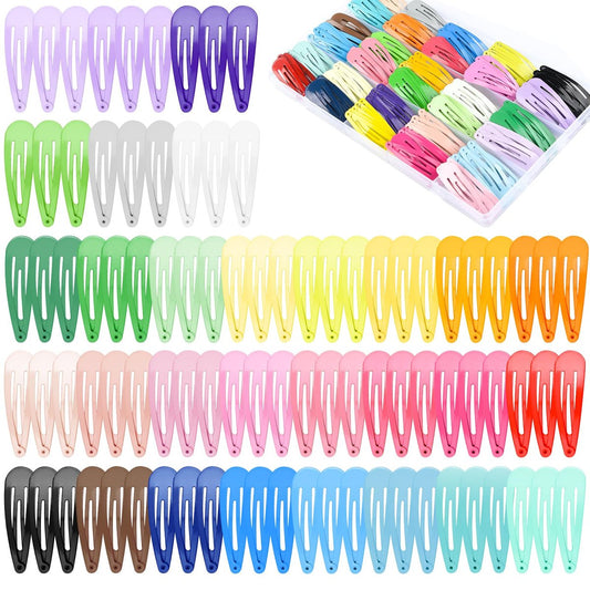 NEBURORA 150 Pcs Colorful Snap Hair Clips - 30 Colors Hair Barrettes for Girls with Storage Case