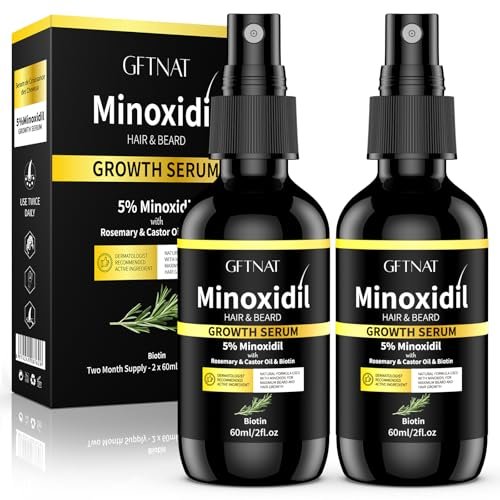 5% Minoxidil Spray for Men and Women Hair Loss Solution with Biotin and Rosemary Hair Growth Serum, Extra Strength 5 Percent Minoxidil for Thicker Fuller Hair Regrowth, 2 Fl Oz (Pack of 2) Avelisse
