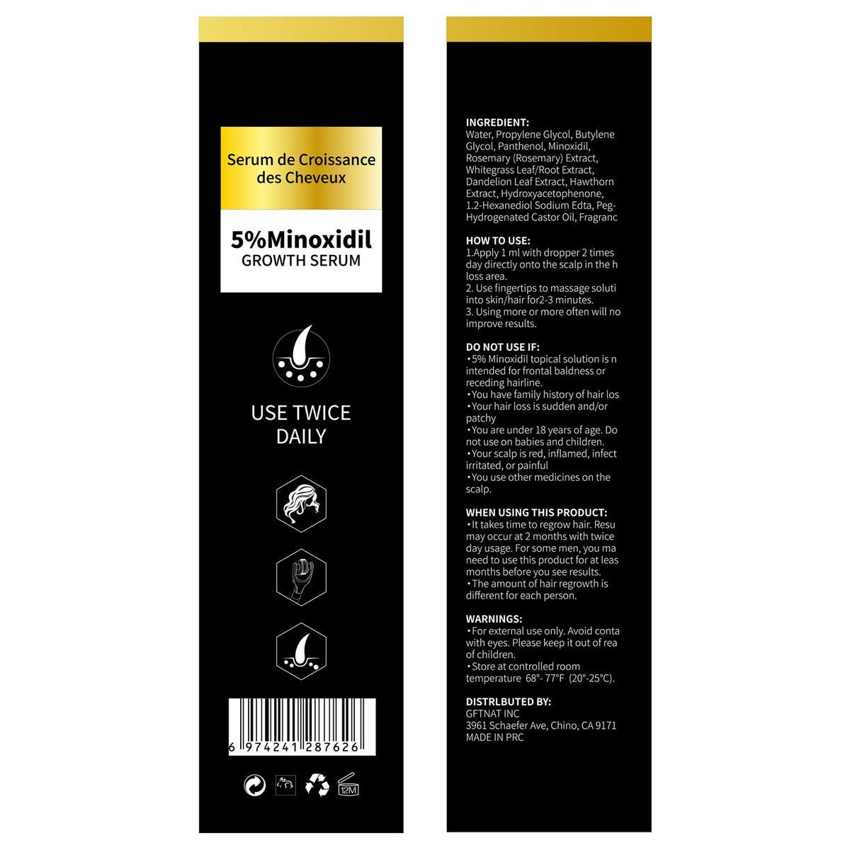 5% Minoxidil Spray for Men and Women Hair Loss Solution with Biotin and Rosemary Hair Growth Serum, Extra Strength 5 Percent Minoxidil for Thicker Fuller Hair Regrowth, 2 Fl Oz (Pack of 2) Avelisse
