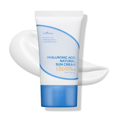 ISNTREE Hyaluronic Acid Natural Suncream SPF 50 – Mineral Sunscreen with Gentle Tone-Up & Hydration for Sensitive Skin (50ml / 1.69 Fl Oz) Avelisse