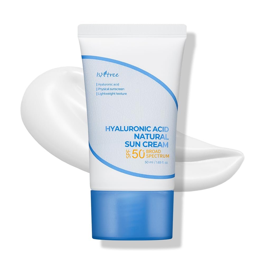 ISNTREE Hyaluronic Acid Natural Suncream SPF 50 – Mineral Sunscreen with Gentle Tone-Up & Hydration for Sensitive Skin (50ml / 1.69 Fl Oz) Avelisse