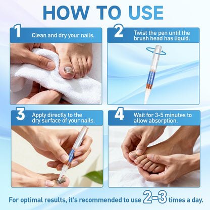 Extra Strength Nail Repair Pen - 4 Pack Nail Oil Cuticle Pens with Natural Plant Extracts for Repairing Discolored, Broken & Damaged Toenails - Effective Nail Repair Solution (Gold)