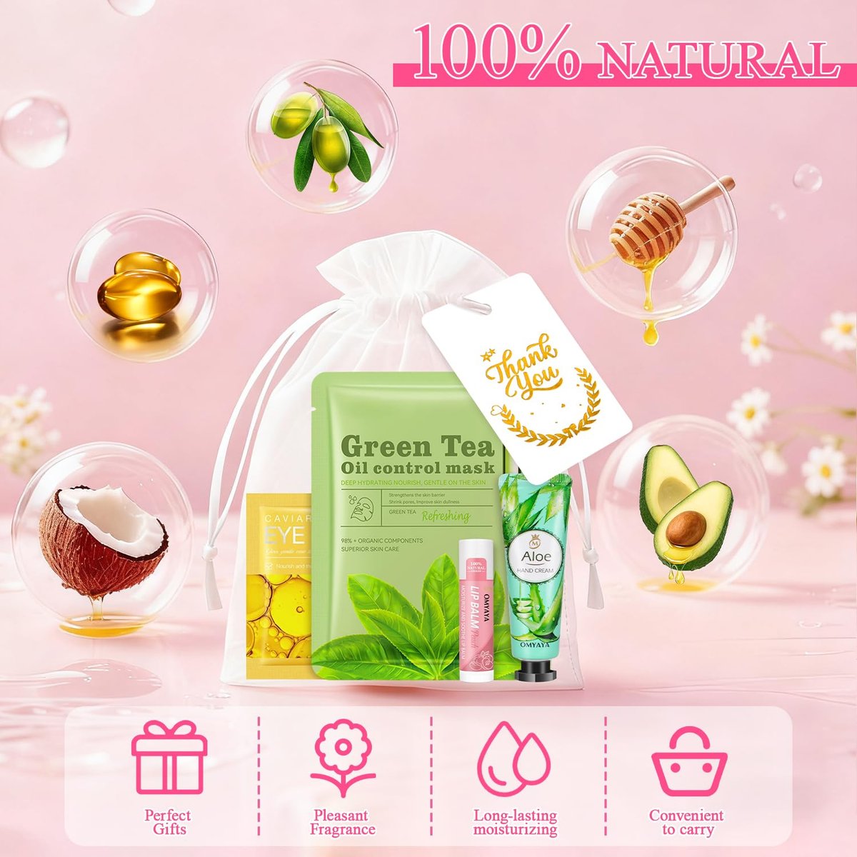 72 Pcs Bulk Gifts for Women - Facial Mask, Lip Balms, Hand Creams & Under Eye Patches - Spa Party Supplies, Party Favors for Bridal Wedding, Baby Shower, Sleepover Party, Christmas Stocking Stuffers Avelisse