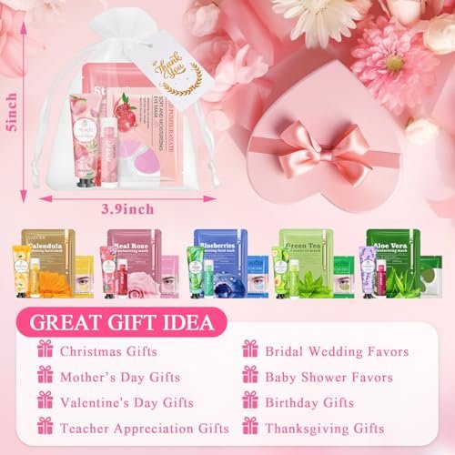 72 Pcs Bulk Gifts for Women - Facial Mask, Lip Balms, Hand Creams & Under Eye Patches - Spa Party Supplies, Party Favors for Bridal Wedding, Baby Shower, Sleepover Party, Christmas Stocking Stuffers Avelisse