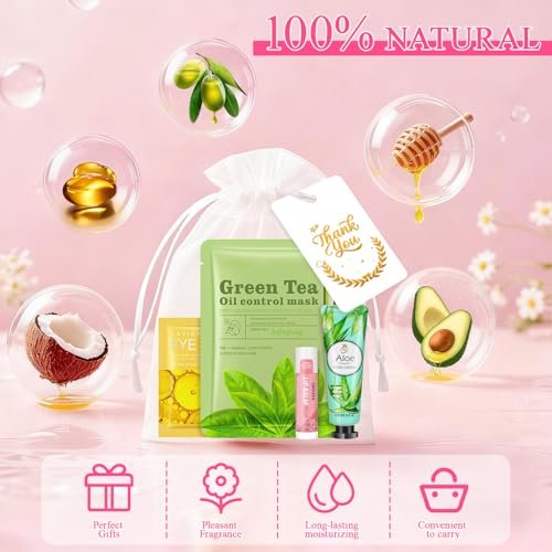 72 Pcs Bulk Gifts for Women - Facial Mask, Lip Balms, Hand Creams & Under Eye Patches - Spa Party Supplies, Party Favors for Bridal Wedding, Baby Shower, Sleepover Party, Christmas Stocking Stuffers Avelisse