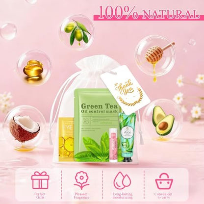 72 Pcs Bulk Gifts for Women - Facial Mask, Lip Balms, Hand Creams & Under Eye Patches - Spa Party Supplies, Party Favors for Bridal Wedding, Baby Shower, Sleepover Party, Christmas Stocking Stuffers Avelisse