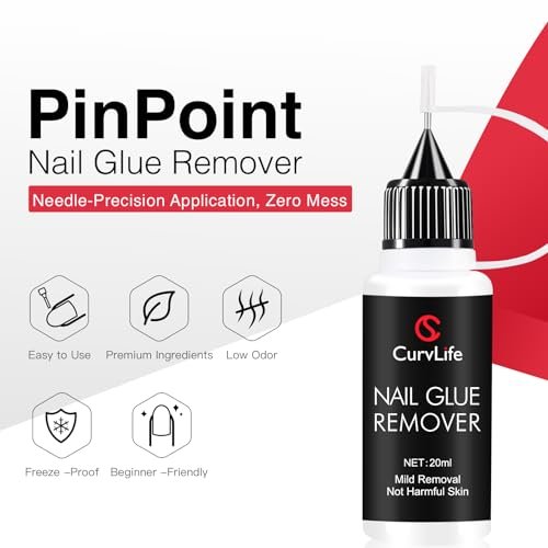 Curvlife 20ml Pinpoint Nail Glue Remover for Press-On Nails - Gentle Non-Acetone Formula for Gel X Tips and Artificial Nails - görsel 6